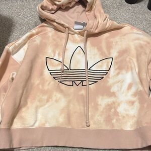 Adidas Peach and Cream Tie-Dye Cropped Hoodie